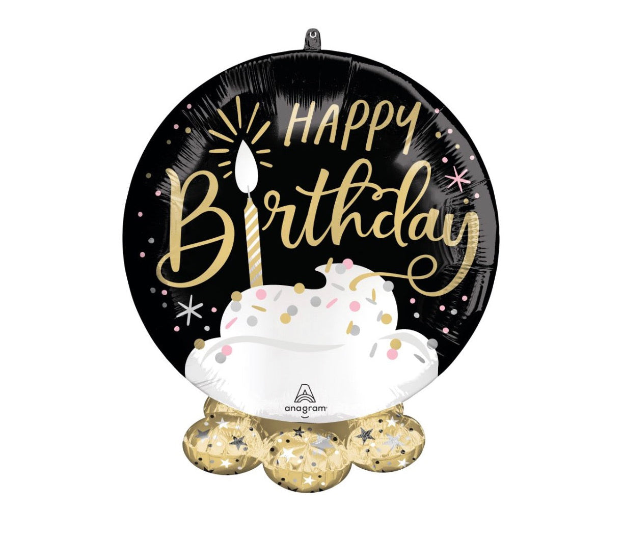 Anagram 19" Satin Black Silver Gold Birthday Balloon Frillz